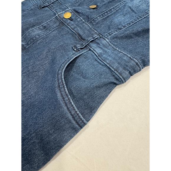 NEW Chouyatou Cap Sleeve Bodycon 1/2 Button Placket Mini Denim Pencil Dress M - Picture 11 of 13